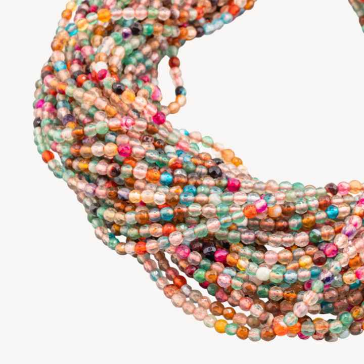 Agata Multicolor Perlina Tonda Sfaccettata 3mm