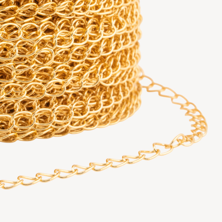 Catena Di Bronzo A Metraggio Grumetta Liscia 2,2x3,6mm COD150BS 1 Metro Dorato