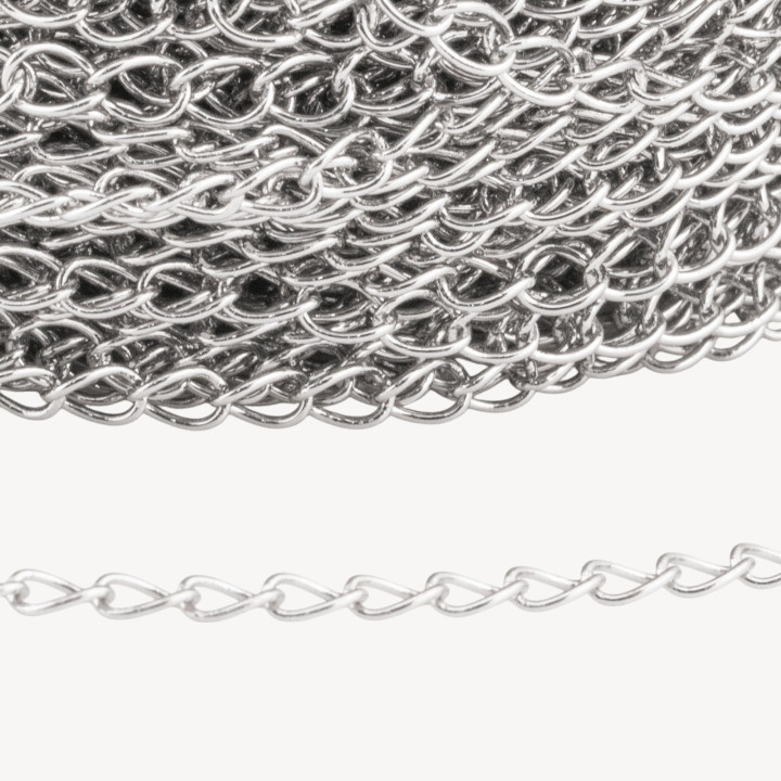 Catena Di Bronzo A Metraggio Grumetta Liscia 4x5mm COD160BS 1 Metro Rodiato