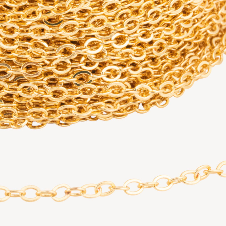 Catena Di Bronzo A Metraggio Forzatina Schiacciata 2x3mm COD260SF 1 Metro Dorato