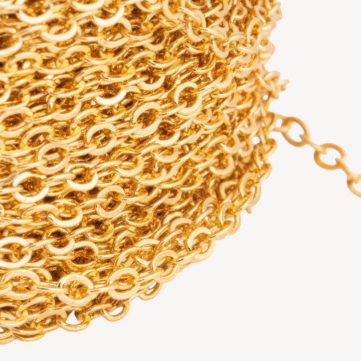 Catena Di Bronzo A Metraggio Forzatina Schiacciata 2x3mm COD260SF 1 Metro Dorato