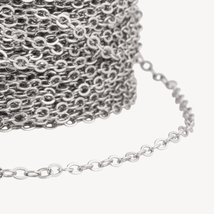 Catena Di Bronzo A Metraggio Forzatina Schiacciata 2x3mm COD260SF 1 Metro Rodiato