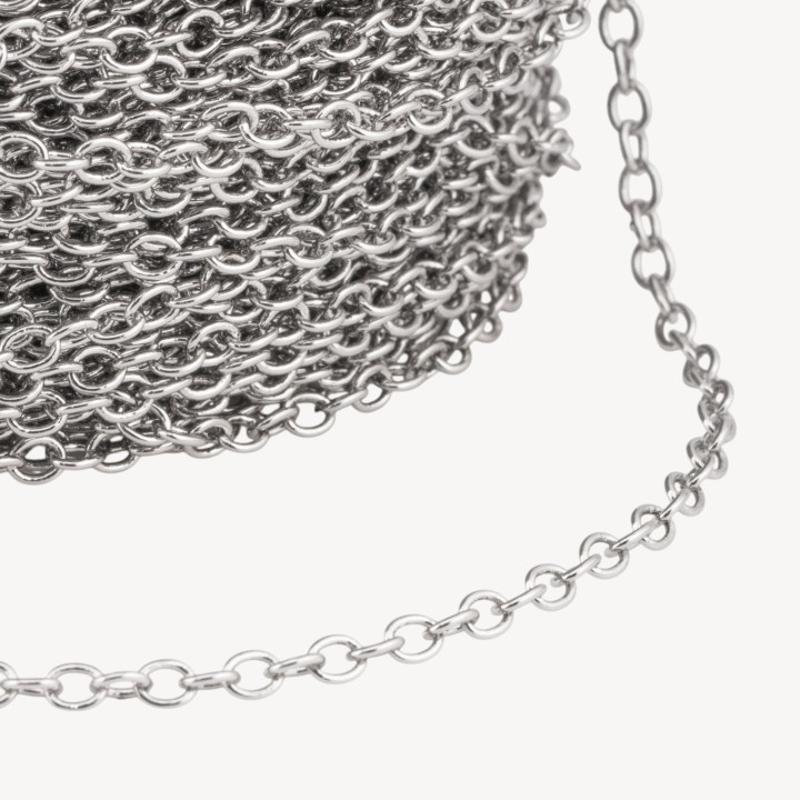 Catena Di Bronzo A Metraggio Forzatina Liscia 2x3mm COD260S 1 Metro Rodiato