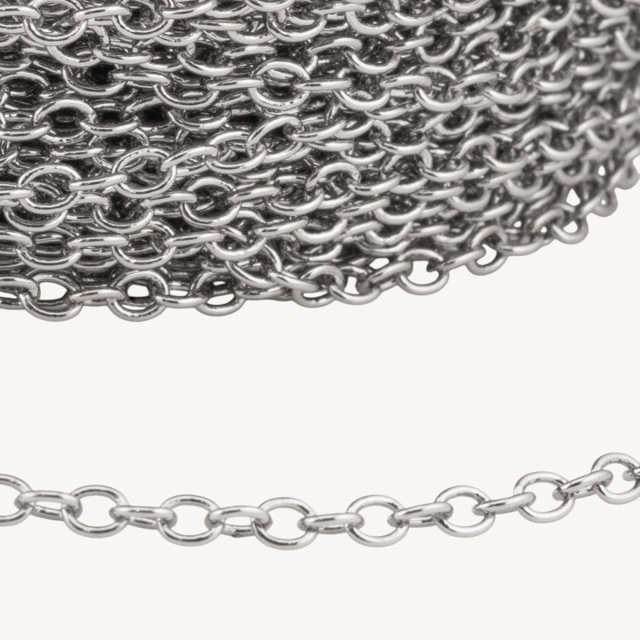 Catena Di Bronzo A Metraggio Forzatina Liscia 2x3mm COD260S 1 Metro Rodiato