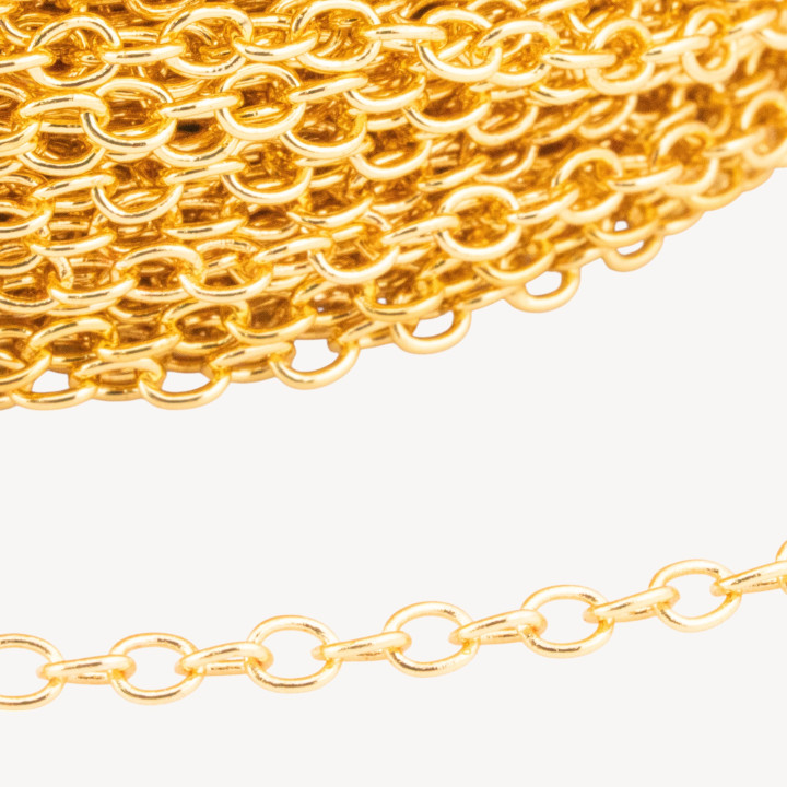 Catena Di Bronzo A Metraggio Forzatina Liscia 2x3mm COD260S 1 Metro Dorato