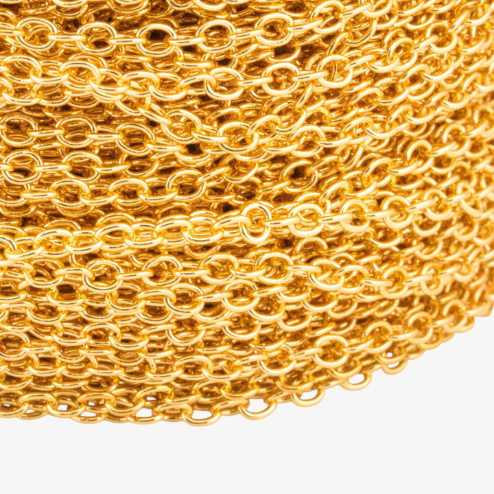 Catena Di Bronzo A Metraggio Forzatina Liscia 2x3mm COD260S 1 Metro Dorato