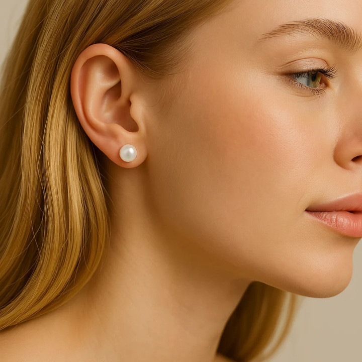 Orecchini Di Argento 925 E Perle Di Fiume  4,5-5,0mm 6 Coppie Bianco