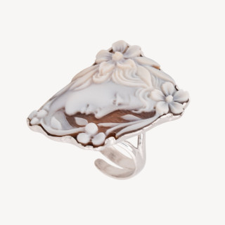 Anello In Argento 925 Con Cammeo Italiano Artigianale Misura Regolabile 18mm