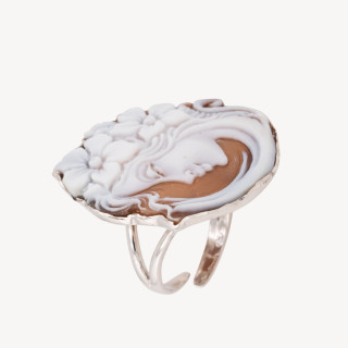 Anello In Argento 925 Con Cammeo Italiano Artigianale Misura Regolabile 20mm