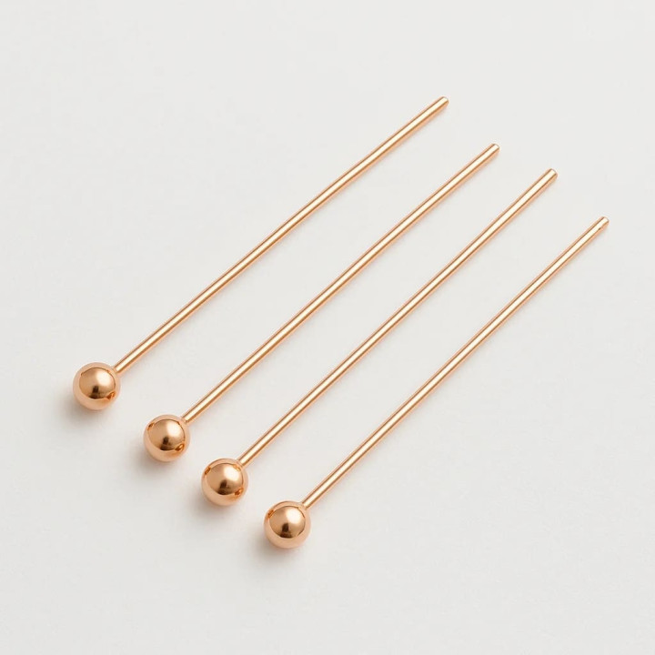 Épingles à ongles en argent 925, fil de 50 mm, or rose 0,50 mm, 5 grammes, 40 pièces env.