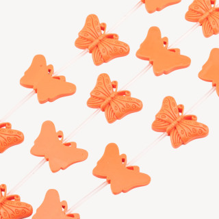 Fili di Perline In Resina A Forma di Farfalla 28x18mm 11pz Incisione Solo Fronte Arancione