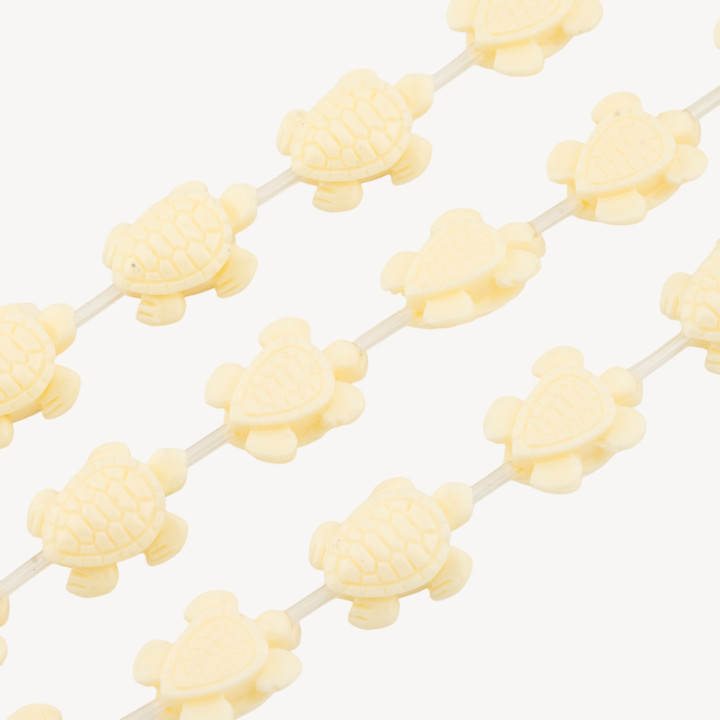 Fili di Perline In Resina A Forma di Tartaruga 16x20mm 16pz Bianco