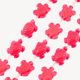 Fili di Perline In Resina A Forma di Tartaruga 16x20mm 16pz Fucsia