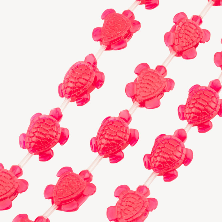 Fili di Perline In Resina A Forma di Tartaruga 16x20mm 16pz Fucsia