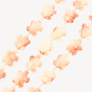 Fili di Perline In Resina A Forma di Tartaruga 16x20mm 16pz Rosa Gradiente