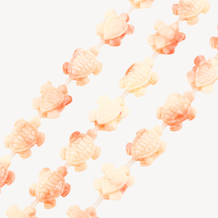 Fili di Perline In Resina A Forma di Tartaruga 16x20mm 16pz Rosa Gradiente