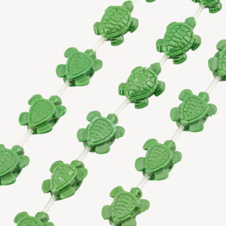 Fili di Perline In Resina A Forma di Tartaruga 16x20mm 16pz Verde