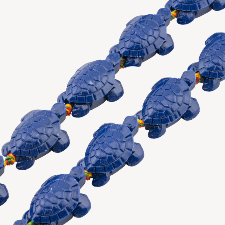 Fili di Perline In Resina A Forma di Tartaruga 24x34mm 11pz Blu