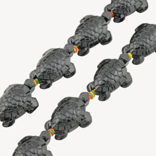Fili di Perline In Resina A Forma di Tartaruga 24x34mm 11pz Nero