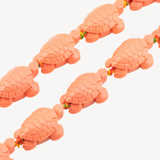 Fili di Perline In Resina A Forma di Tartaruga 24x34mm 11pz Rosa