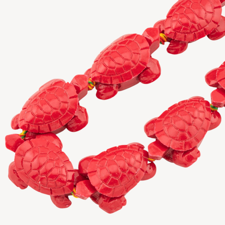 Fili di Perline In Resina A Forma di Tartaruga 24x34mm 11pz Rosso