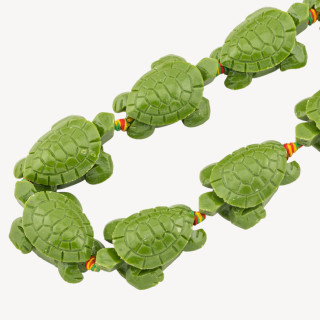 Fili di Perline In Resina A Forma di Tartaruga 24x34mm 11pz Verde