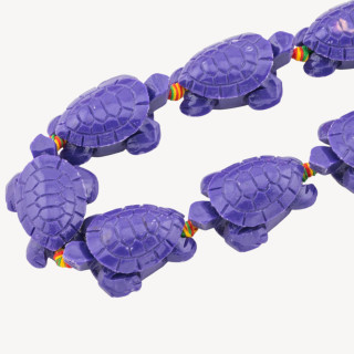 Fili di Perline In Resina A Forma di Tartaruga 24x34mm 11pz Viola