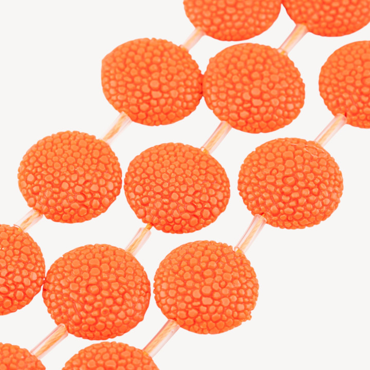 Fili di Resina Tondo Piatto 20mm Snake Skin 16pz Arancione