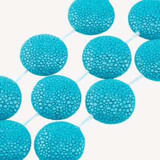 Fili di Resina Tondo Piatto 20mm Snake Skin 16pz Ottanio