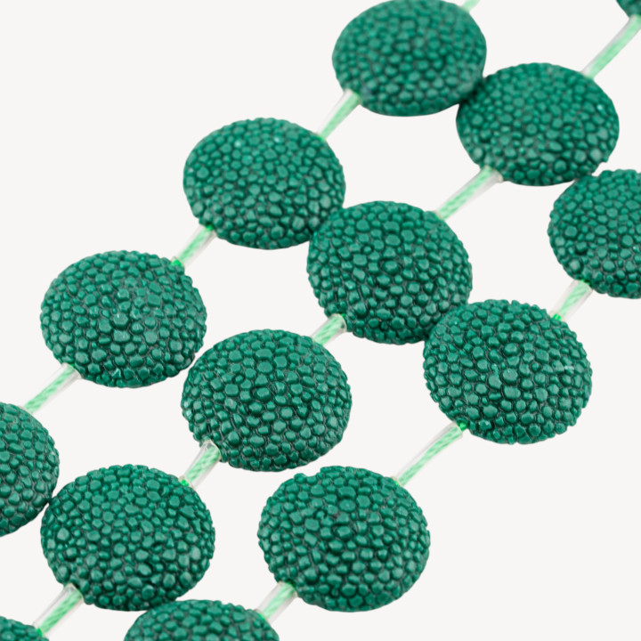 Fili di Resina Tondo Piatto 20mm Snake Skin 16pz Verde