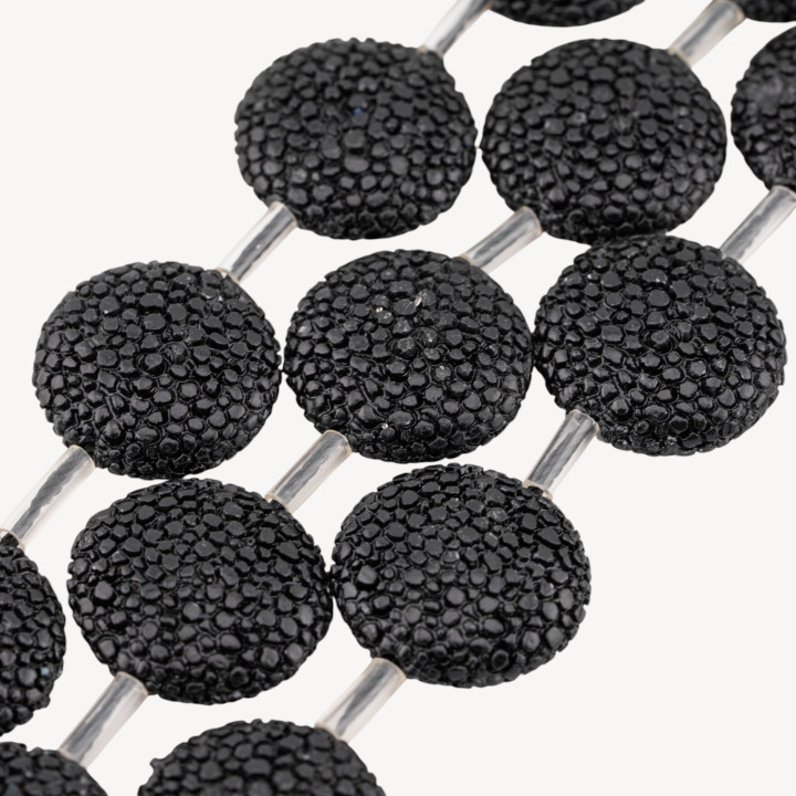 Fili di Resina Tondo Piatto 30mm Snake Skin 10pz Nero