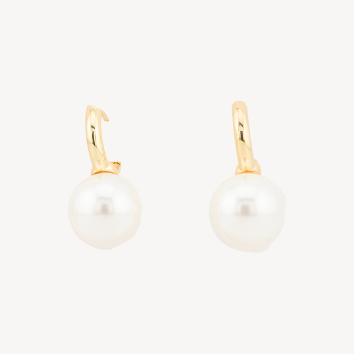 Orecchini A Monachella Di Argento 925 Con Perle Di Fiume Barocche 16x40mm