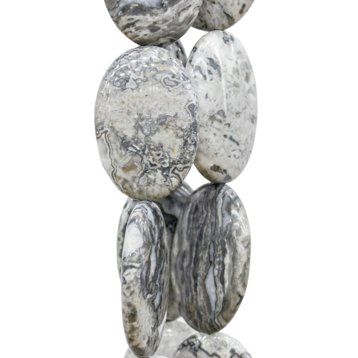 Ágata Fósil Oval Plana 13x18mm