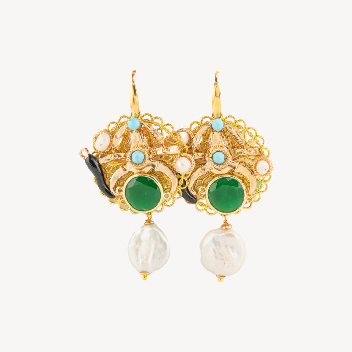 Orecchini Di Bronzo E Pietre E Cristalli MOD.23