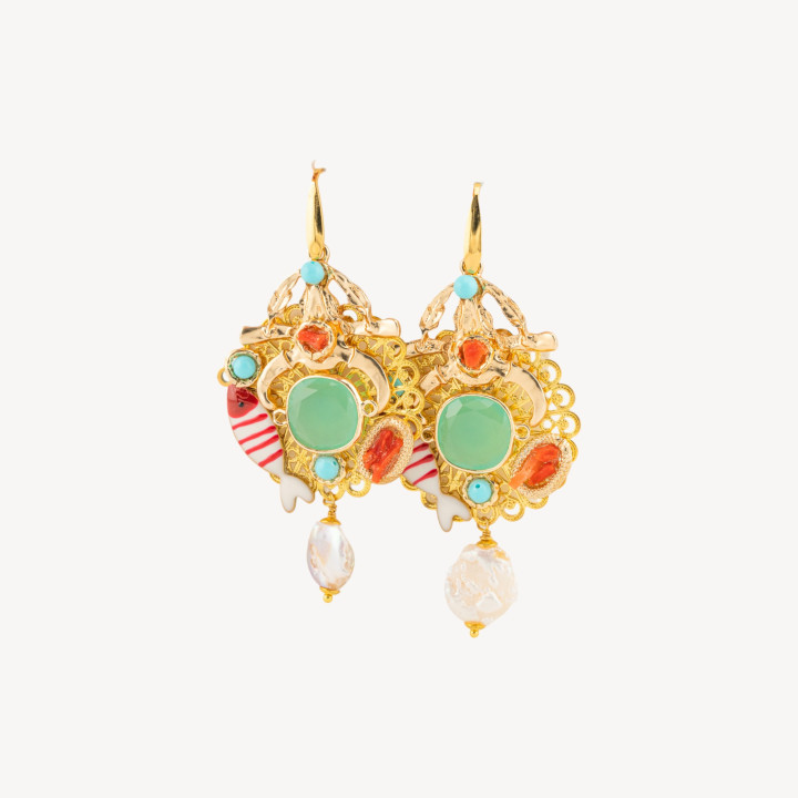 Orecchini Di Bronzo E Pietre E Cristalli MOD.28