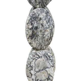 Fossiler Achat, oval, facettiert, flach, 35 x 50 mm