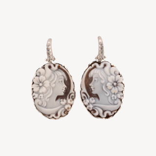 Orecchini In Argento 925 Con Cammeo Italiano Artigianale 20mm