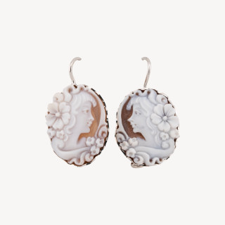 Orecchini In Argento 925 Con Cammeo Italiano Artigianale 20mm