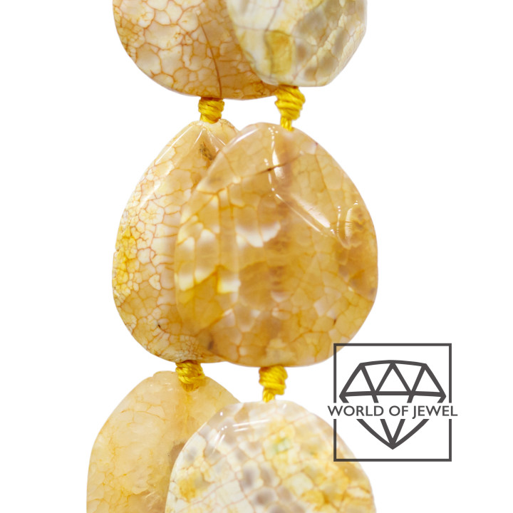 Αχάτης Φωτιά Πλάκα Faceted 35x38mm Κίτρινο