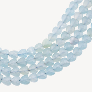 Agata Celeste Cuore Piatto Sfaccettato Taglio Rigido 8mm