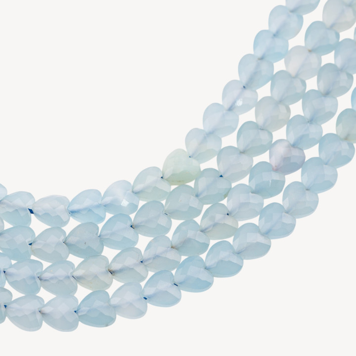 Agata Celeste Cuore Piatto Sfaccettato Taglio Rigido 8mm