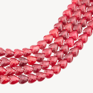 Agata Rubino Cuore Piatto Sfaccettato Taglio Rigido 8mm