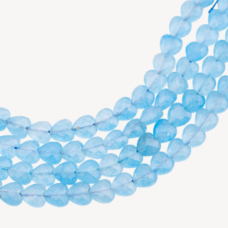 Giada Acquamarina Cuore Piatto Sfaccettato Taglio Rigido 8mm