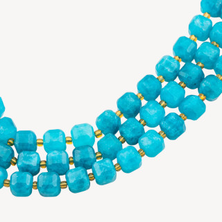 Giada Taglio Rigido Cubo Sfaccettato 10mm Blu Turchese