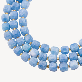 Giada Taglio Rigido Cubo Sfaccettato 10mm Celeste