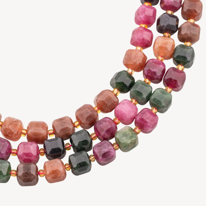 Giada Taglio Rigido Cubo Sfaccettato 10mm Multicolor Tormalina