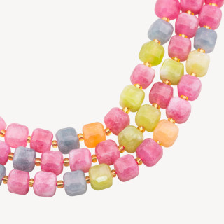 Giada Taglio Rigido Cubo Sfaccettato 10mm Tormalina Chiara