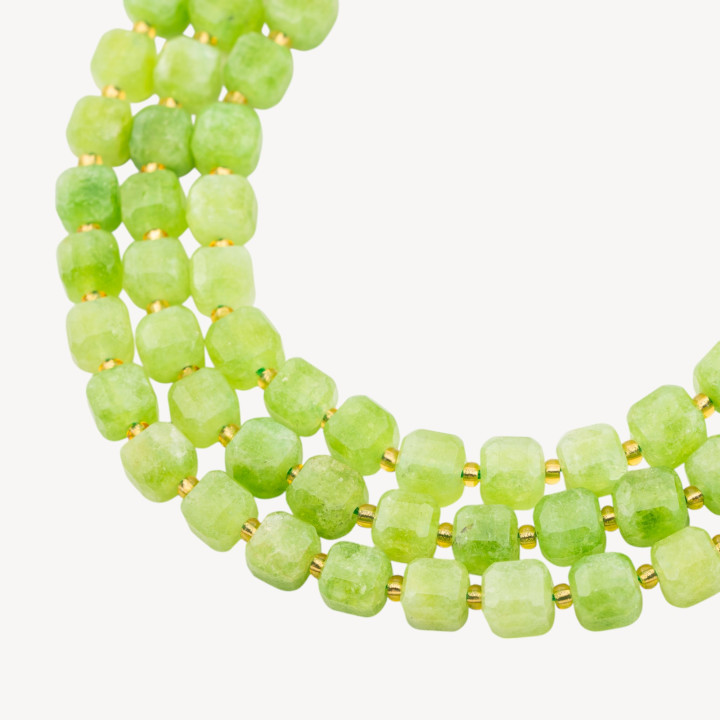 Giada Taglio Rigido Cubo Sfaccettato 10mm Verde Peridot