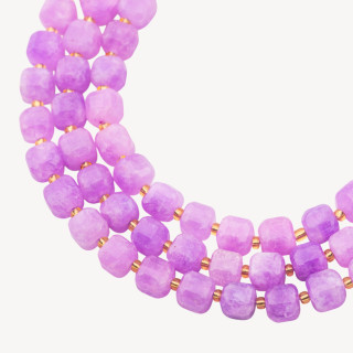 Giada Taglio Rigido Cubo Sfaccettato 10mm Viola Lavanda