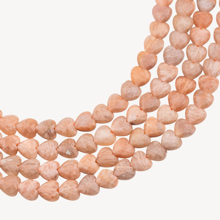 Pietra Di Luna Rosa Cuore Piatto Sfaccettato Taglio Rigido 8mm